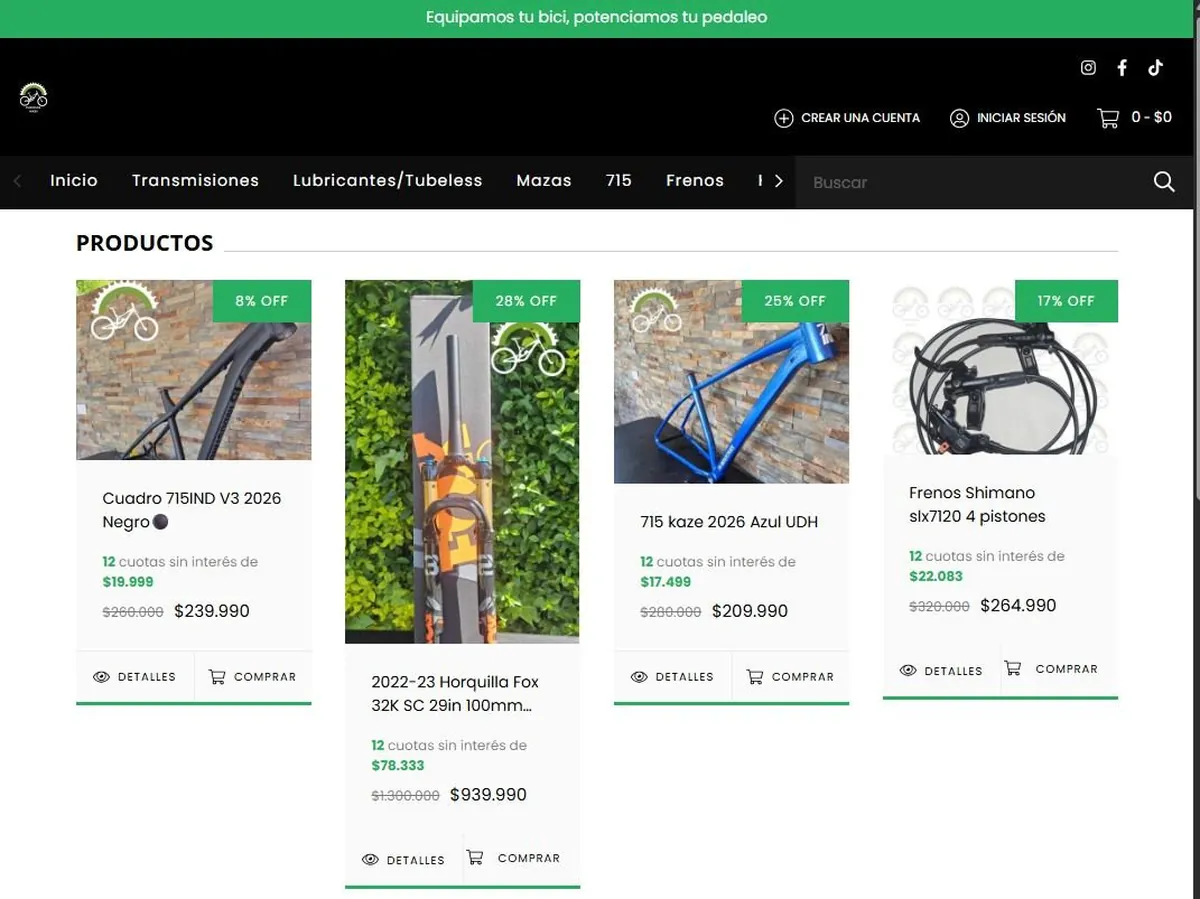 Captura del sitio Furiosos Bikes